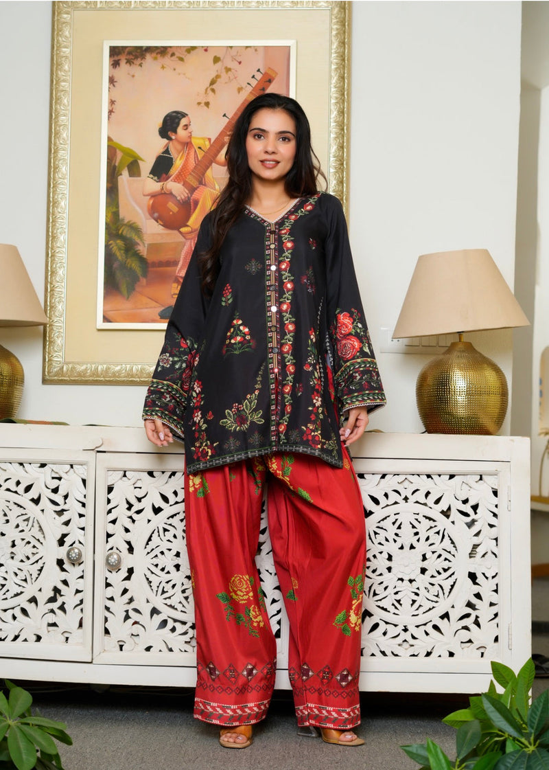 ETHNIC (BLACK & RED  STITCHED 2PC)