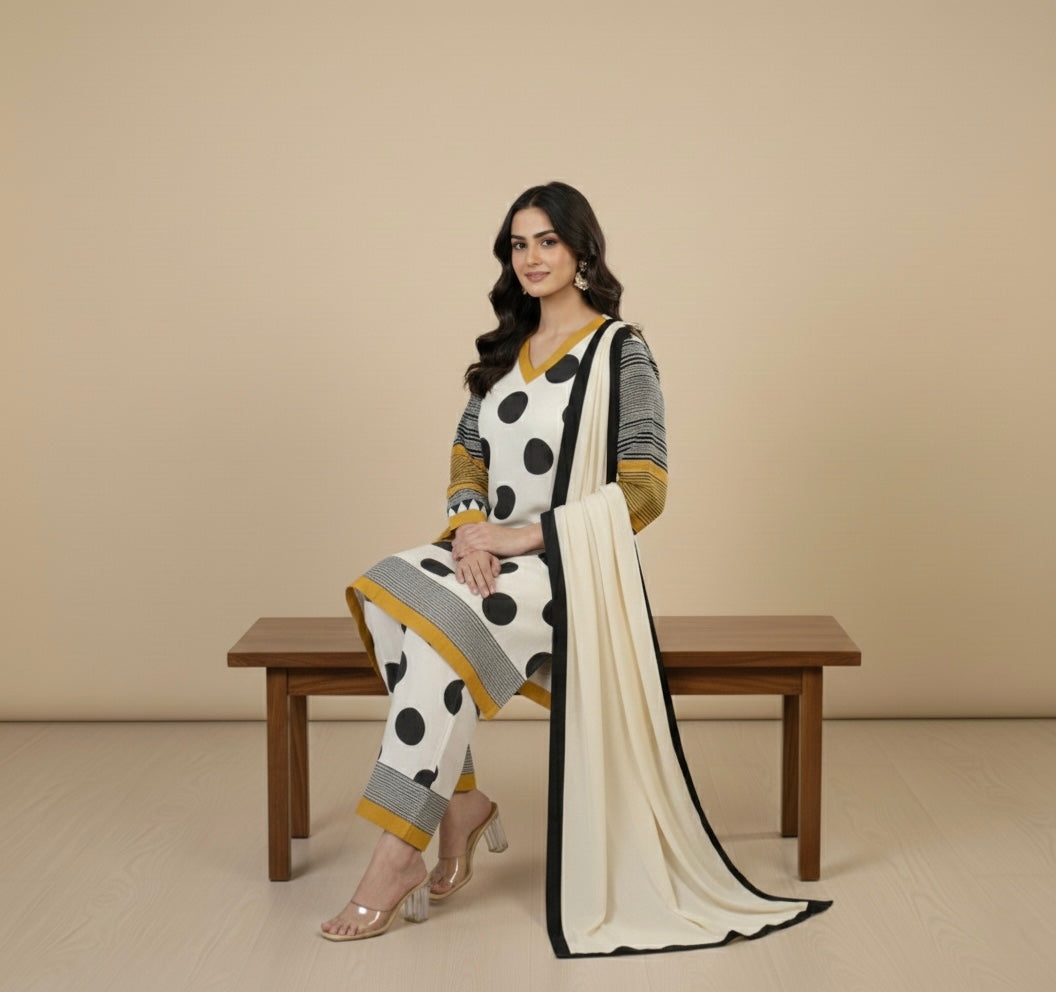 Polka Dot | Farshi-Shalwar (Stitched 3 Pcs)