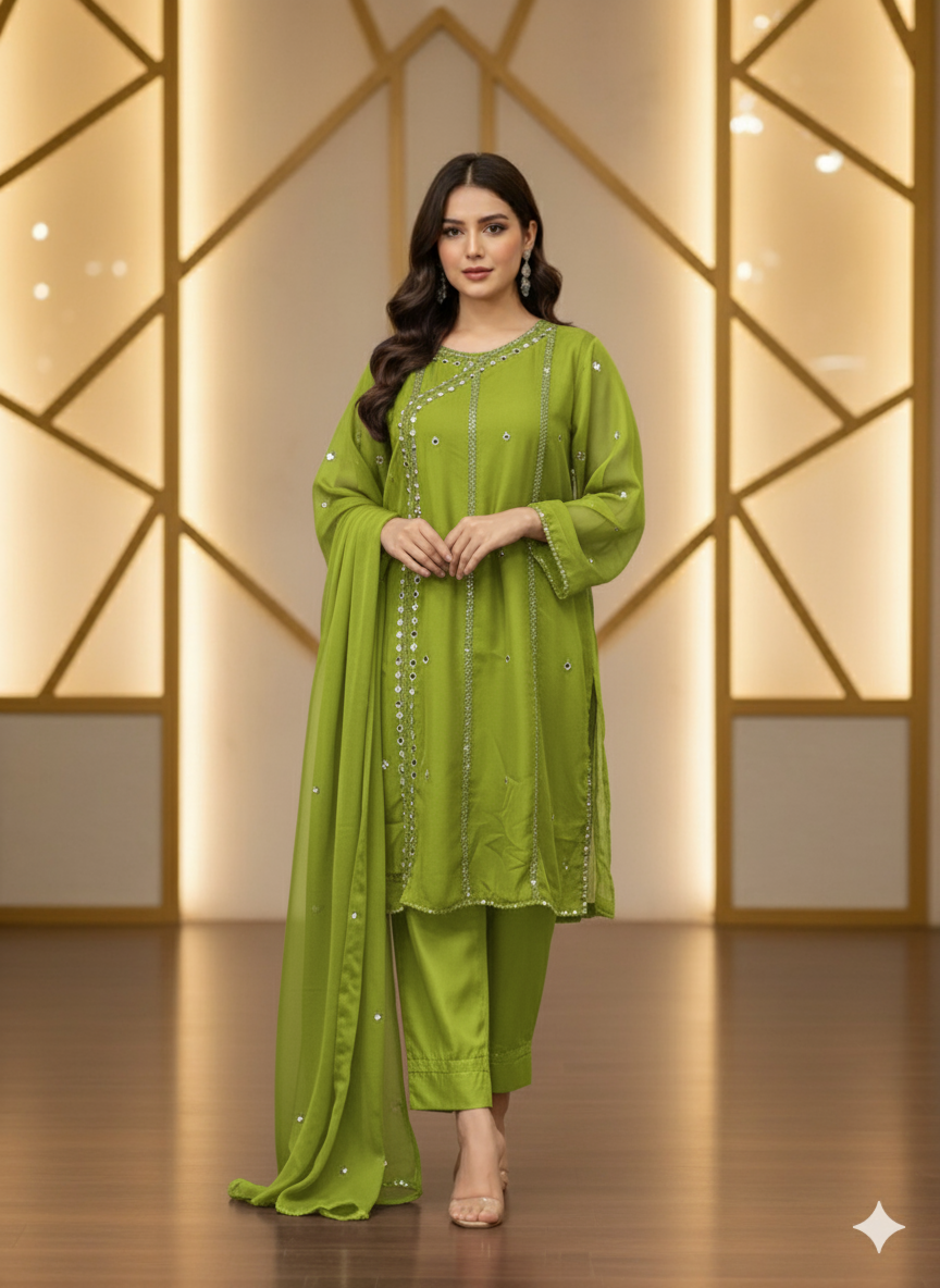 Mahnoor SeaGreen (Stitched 3 Pcs)
