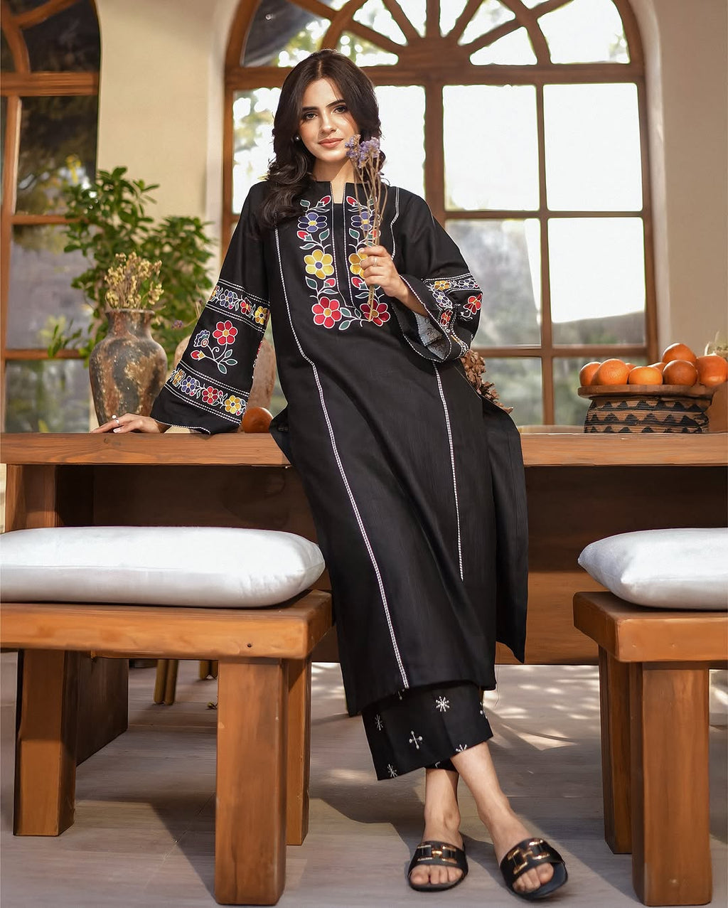 Maya Black (Stitched 2 Pcs)