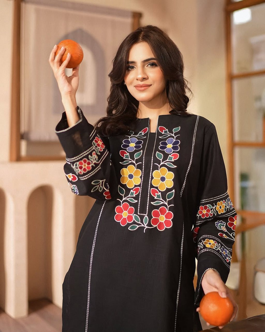 Maya Black (Stitched 2 Pcs)
