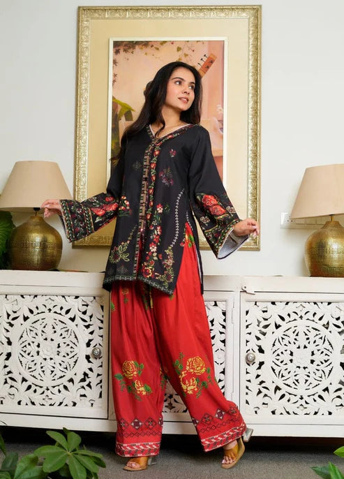 ETHNIC (BLACK & RED  STITCHED 2PC)