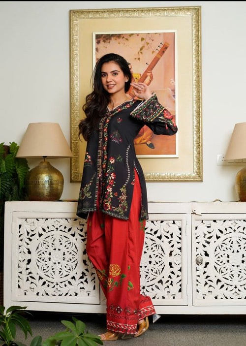 ETHNIC (BLACK & RED  STITCHED 2PC)